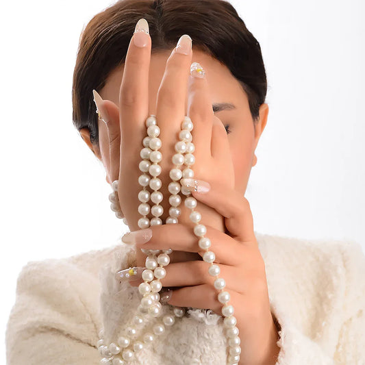 10'lu Ten Rengi Uzun Oval TT0637 Tekrar Kullanılabilir El Yapımı Protez Takma Tırnak