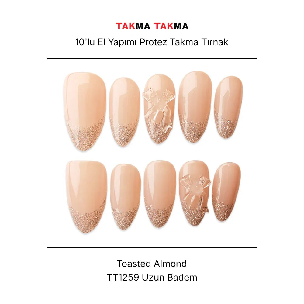 Tekrar Kullanılabilir El Yapımı Protez Takma Tırnak Toasted Almond TT1259 - 10'lu