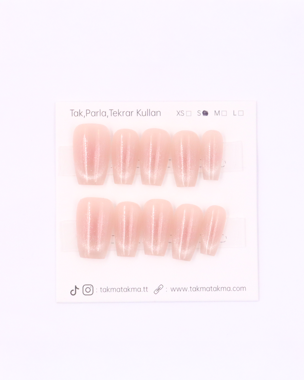 10'lu Ten Rengi Uzun Badem TT0942 Tekrar Kullanılabilir El Yapımı Protez Takma Tırnak