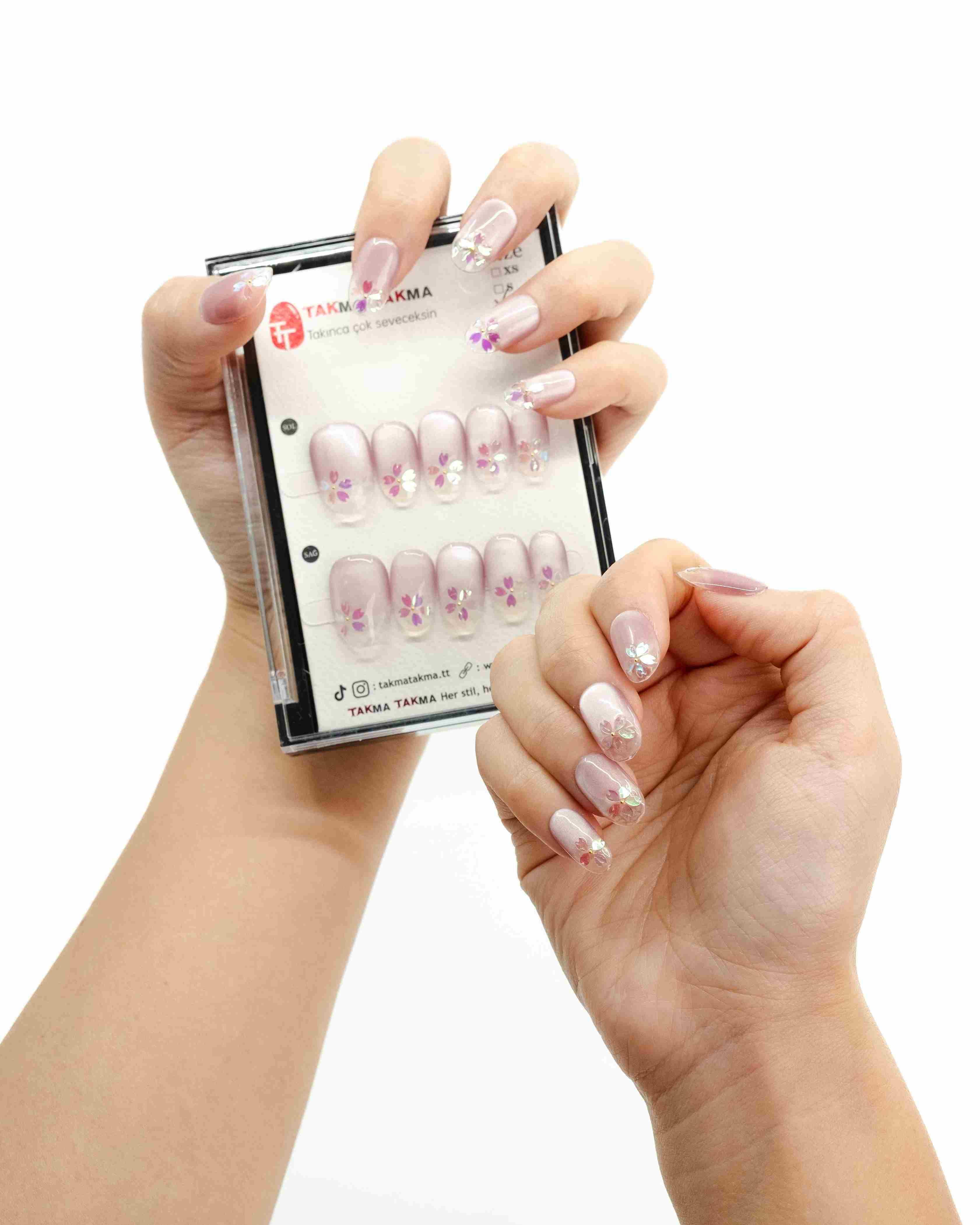 Tekrar Kullanılabilir El Yapımı Protez Takma Tırnak TT1020 - Jadeit Aria - 10'lu Takma Takma