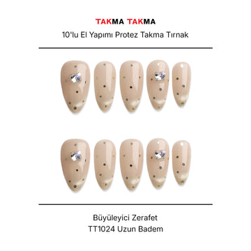 Tekrar Kullanılabilir El Yapımı Protez Takma Tırnak TT1024 - Kainit Serenad - 10'lu