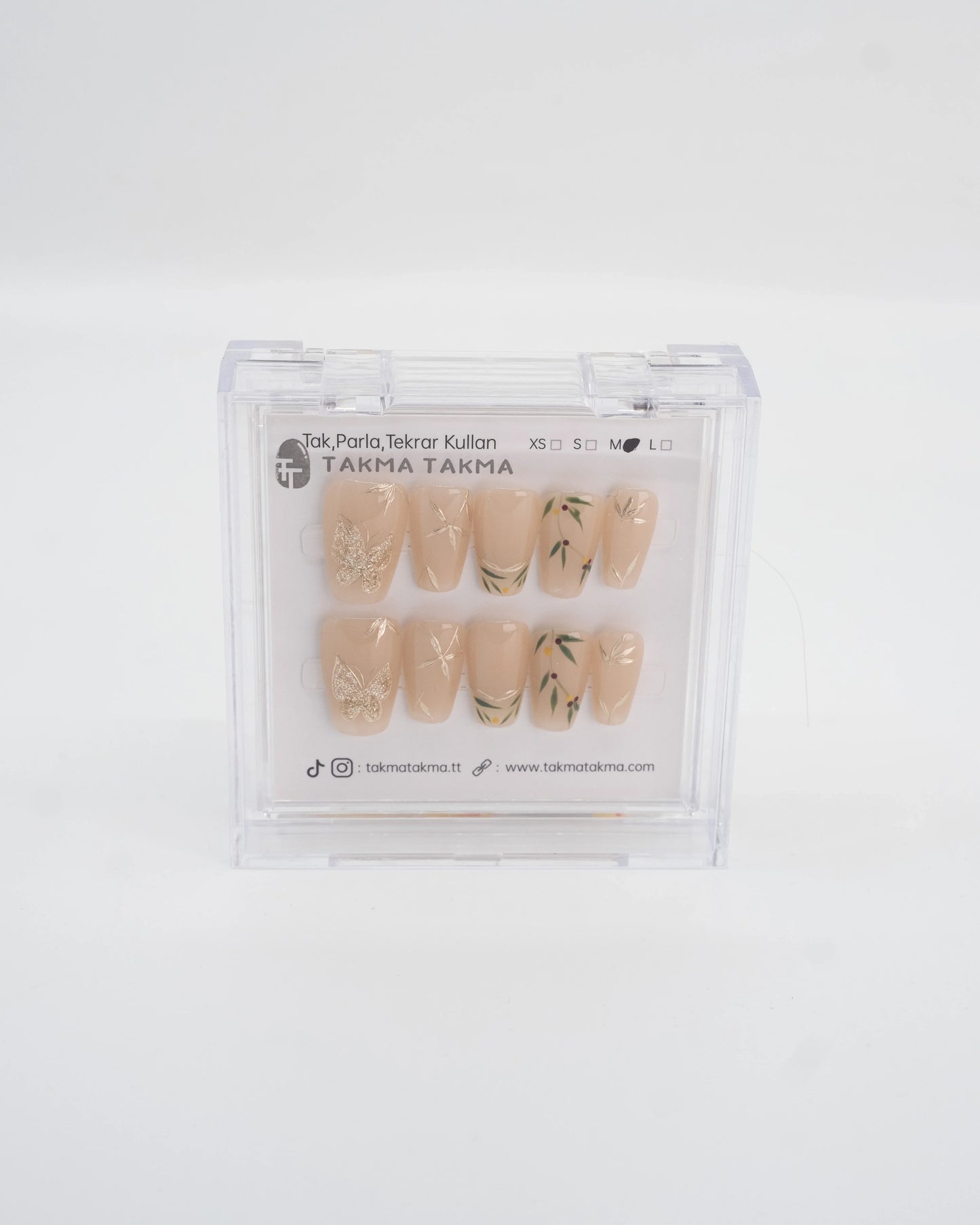 10'lu Ten Rengi Orta Balerin TT1107 Tekrar Kullanılabilir El Yapımı Protez Takma Tırnak