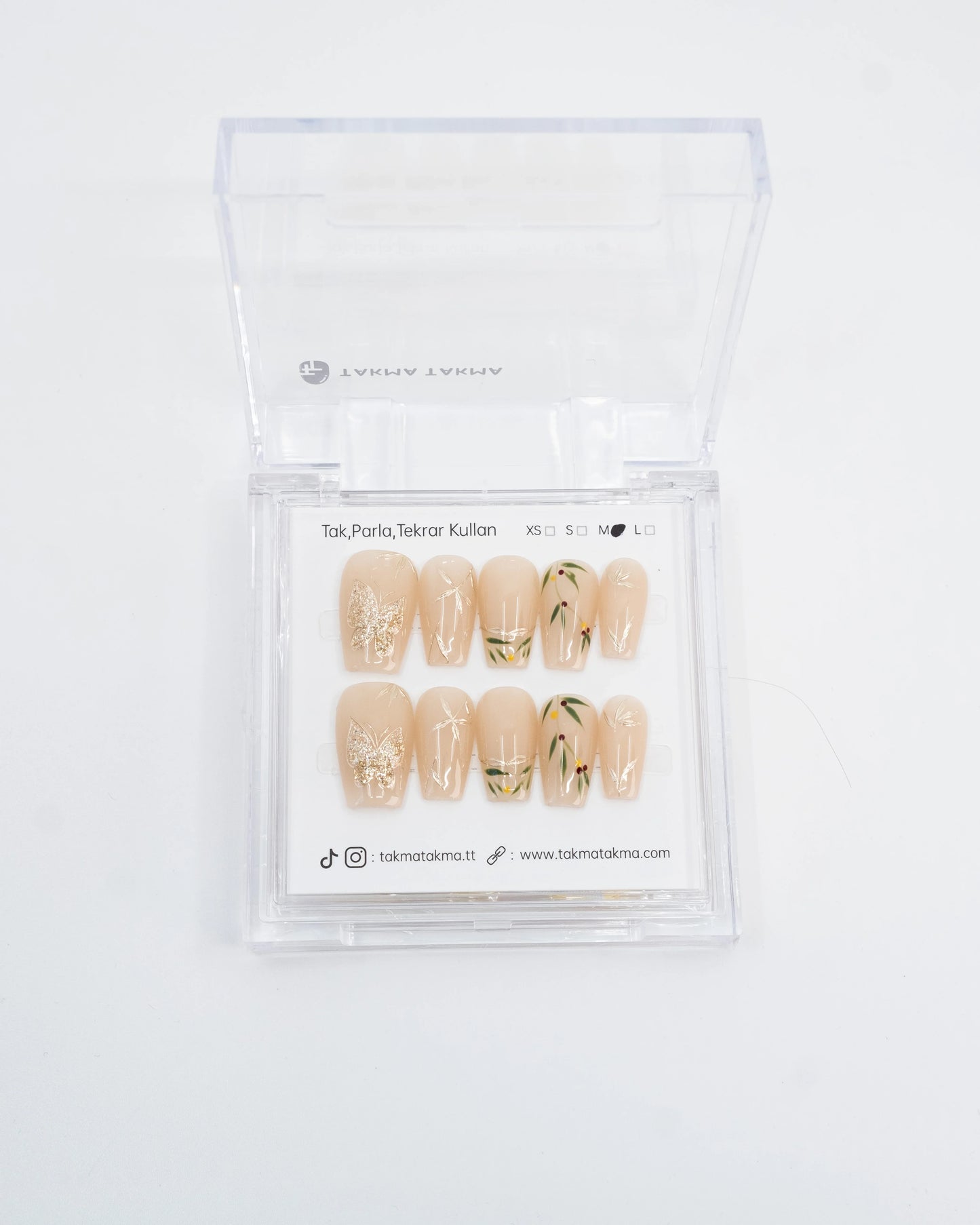 10'lu Ten Rengi Orta Balerin TT1107 Tekrar Kullanılabilir El Yapımı Protez Takma Tırnak