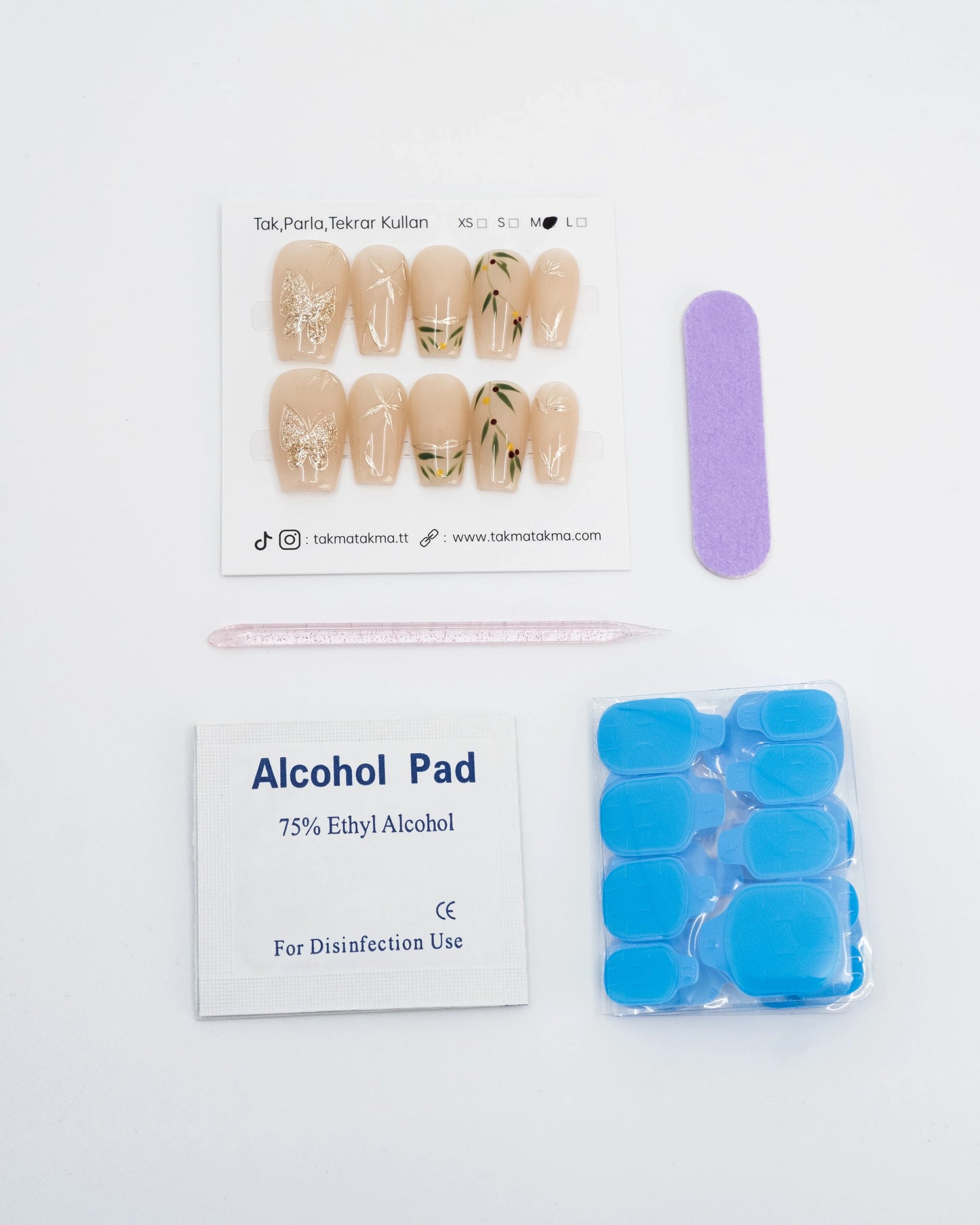 10'lu Ten Rengi Orta Balerin TT1107 Tekrar Kullanılabilir El Yapımı Protez Takma Tırnak