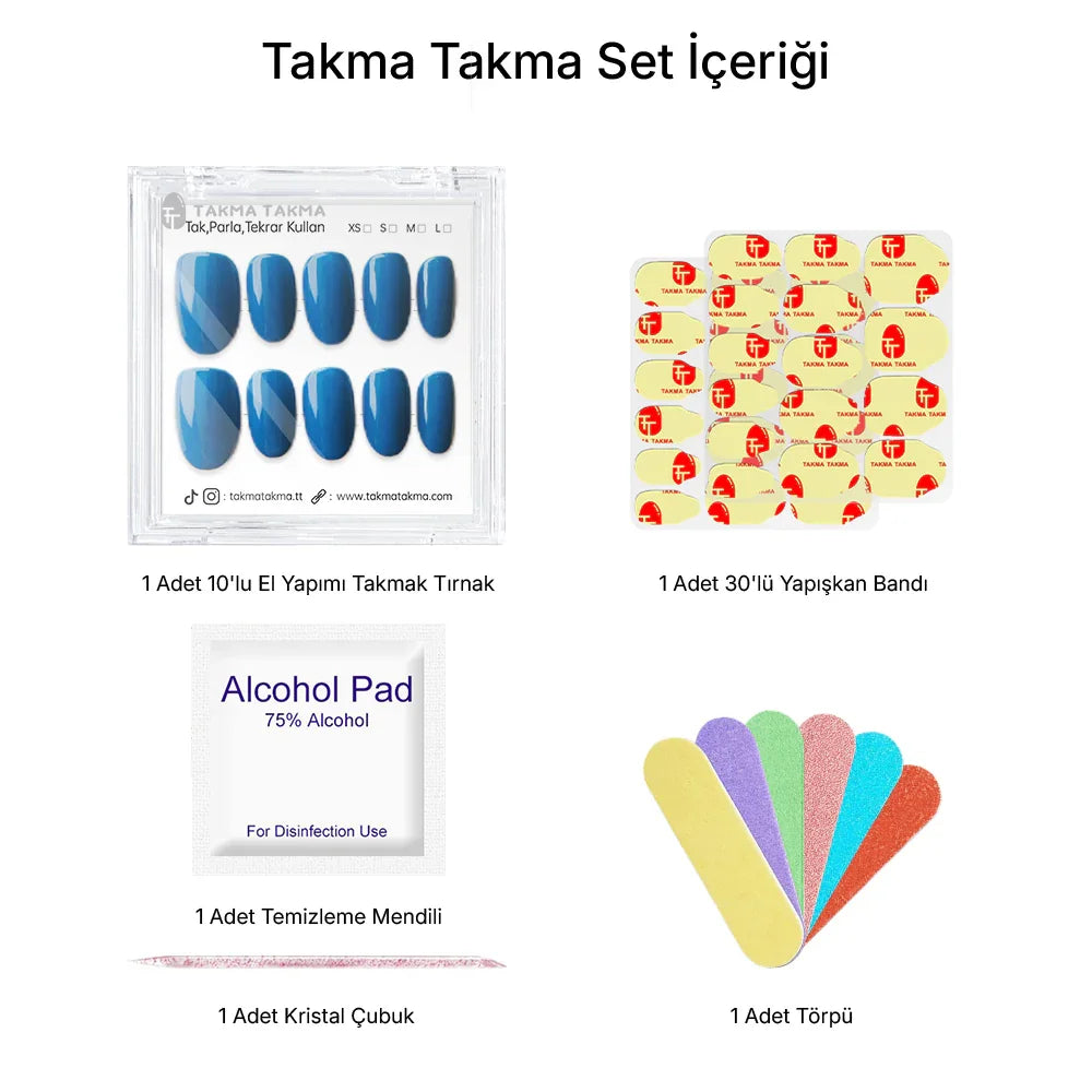 Tekrar Kullanılabilir El Yapımı Protez Takma Tırnak TT1267 - Chill Mood - 10'lu