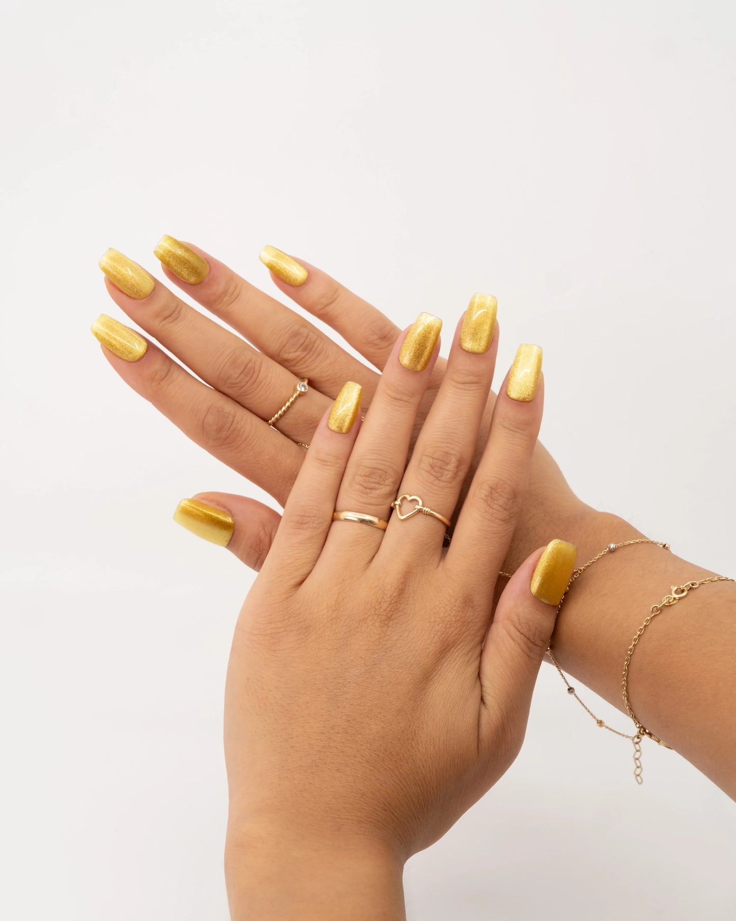 15'li Kısa Kare Sarı TT1310  Tekrar Kullanılabilir El Yapımı Protez Takma Tırnak