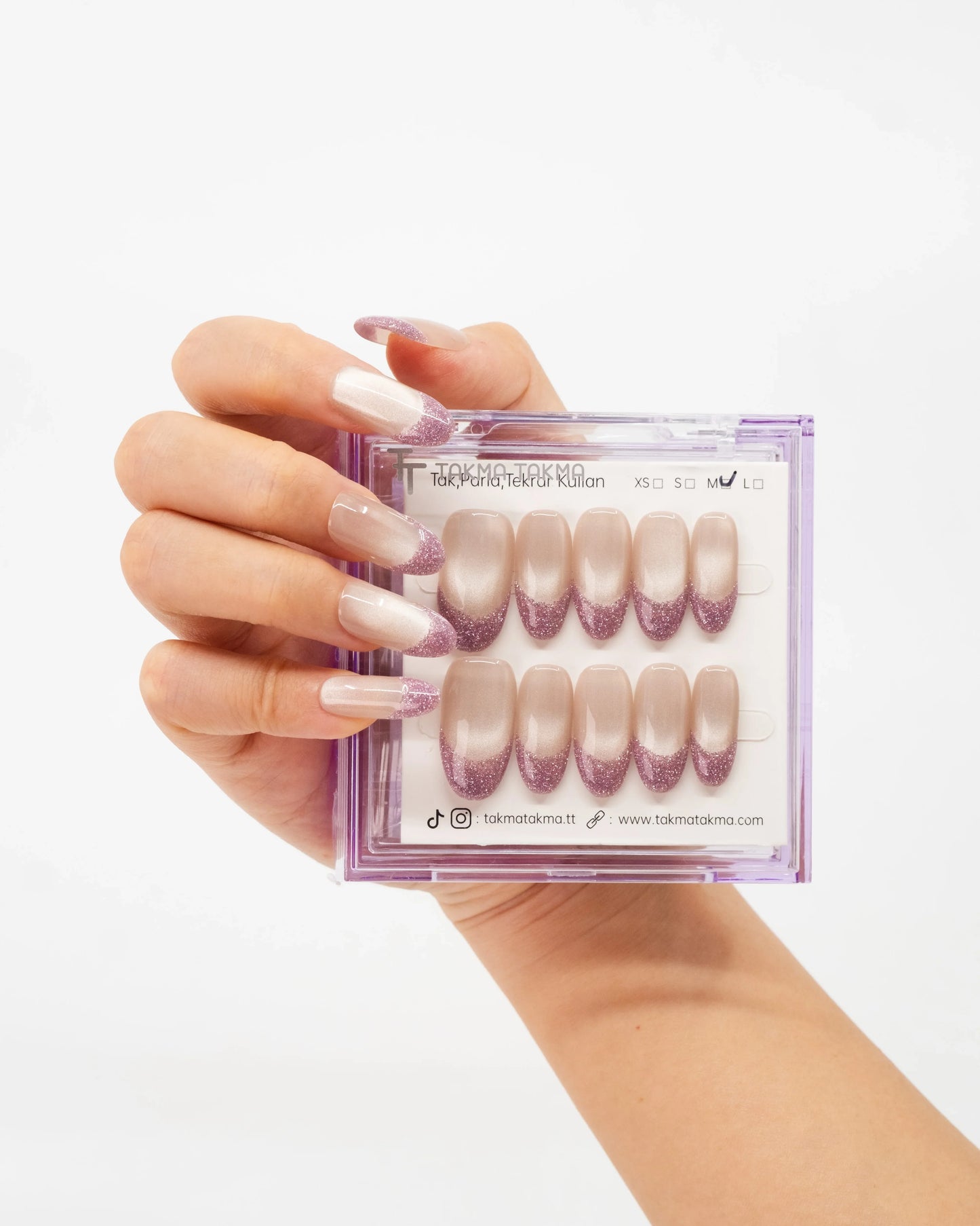 10'lu Ten Rengi Uzun Oval TT1359 Tekrar Kullanılabilir El Yapımı Protez Takma Tırnak