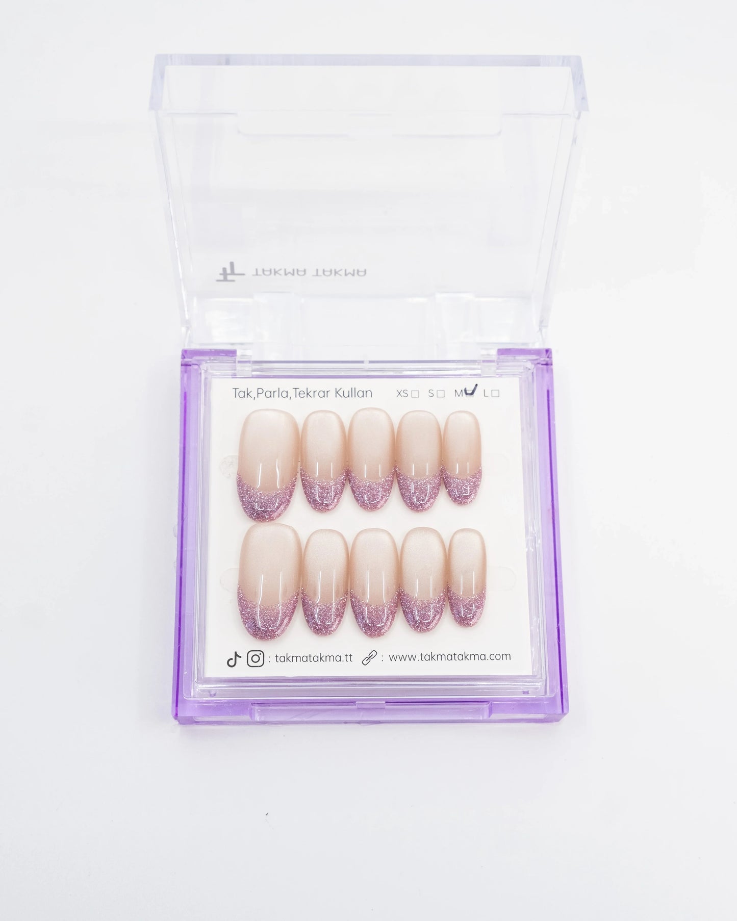 10'lu Ten Rengi Uzun Oval TT1359 Tekrar Kullanılabilir El Yapımı Protez Takma Tırnak