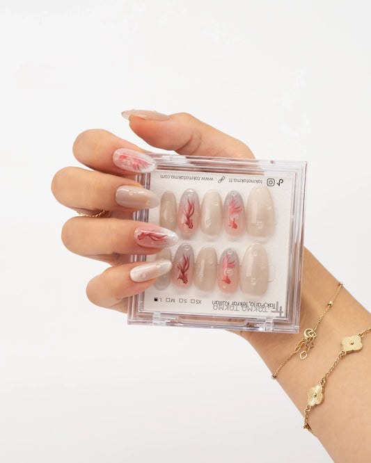 10'lu Ten Rengi Kısa Oval TT1392 Tekrar Kullanılabilir El Yapımı Protez Takma Tırnak