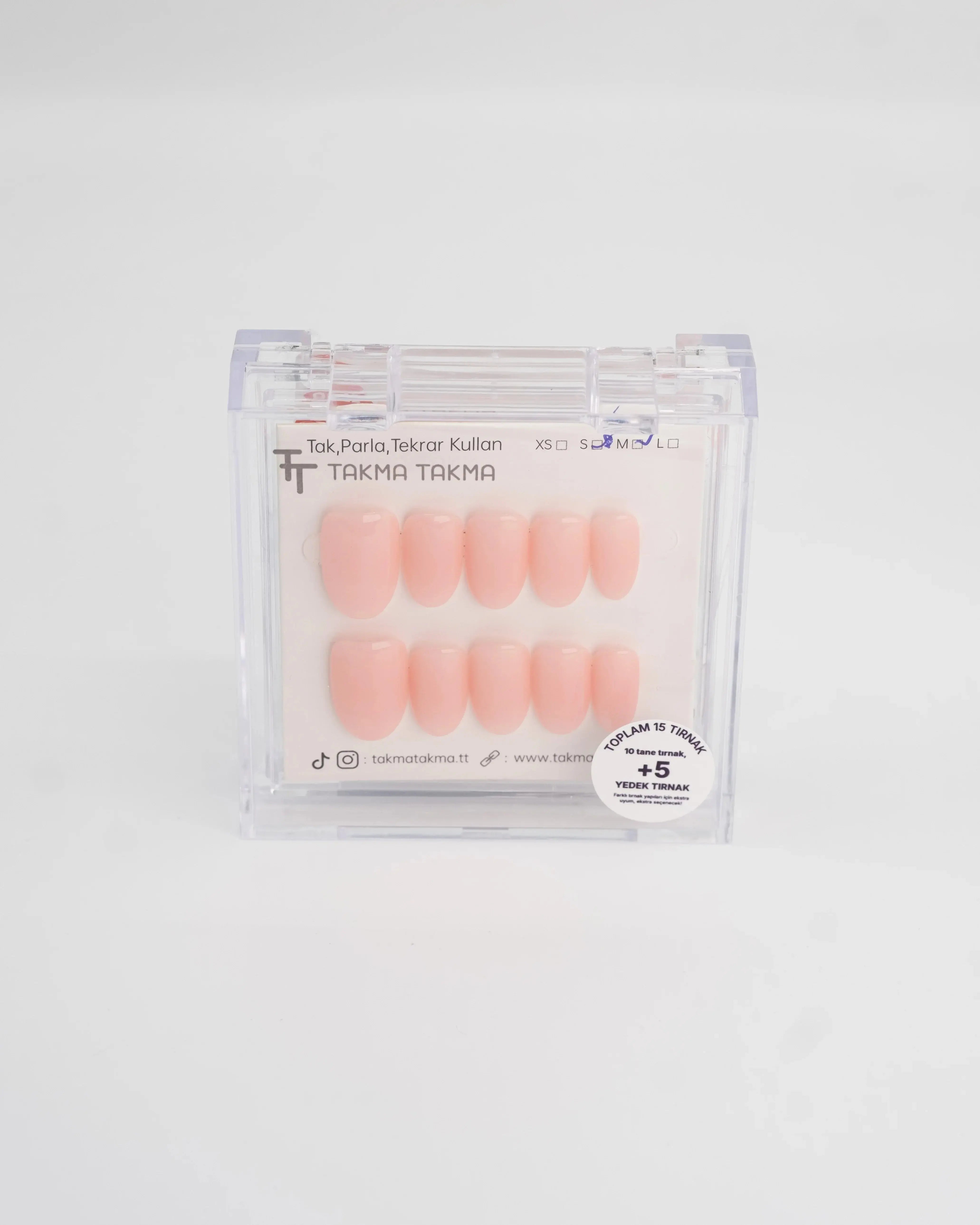 15'li Pembe Kısa Oval TT1426 Tekrar Kullanılabilir El Yapımı Protez Takma Tırnak Takma Takma