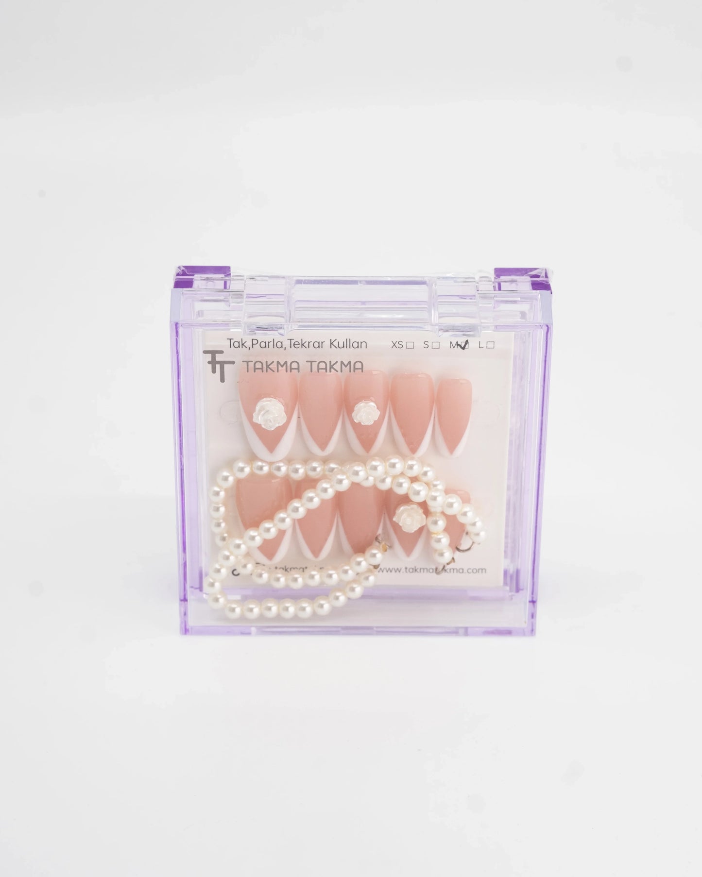 10'lu Pembe Kısa Oval TT1440 Tekrar Kullanılabilir El Yapımı Protez Takma Tırnak