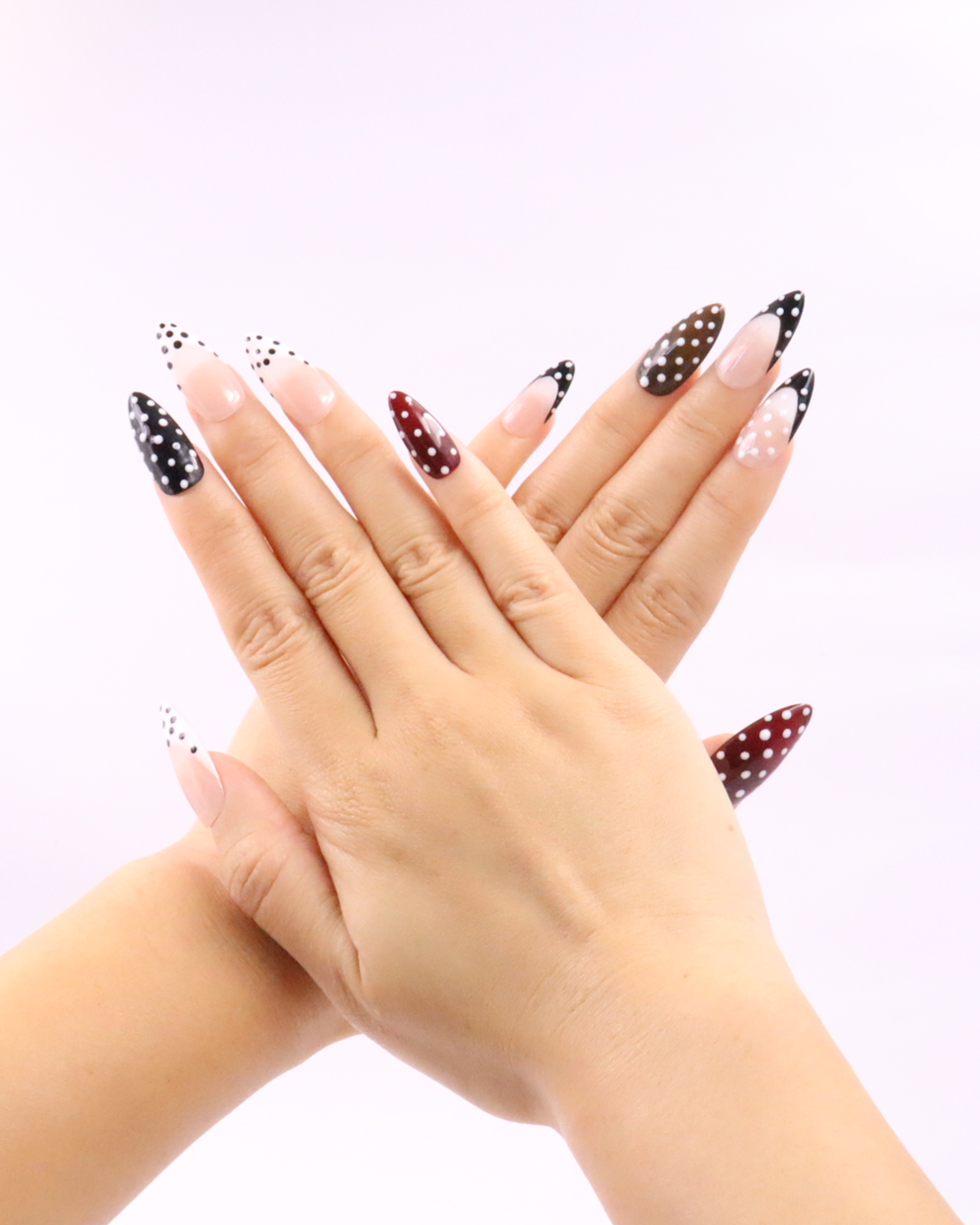 10'lu Renkli Uzun Badem UBD1462 Tekrar Kullanılabilir El Yapımı Protez Takma Tırnak