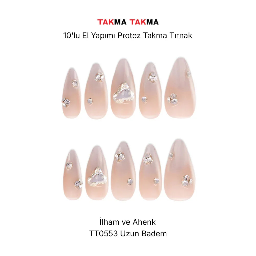 Tekrar Kullanılabilir El Yapımı Protez Takma Tırnak TT0553 - 10'lu