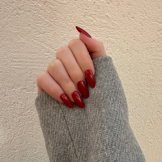 15'li Kırmızı Kısa Oval TT0559 Tekrar Kullanılabilir El Yapımı Protez Takma Tırnak