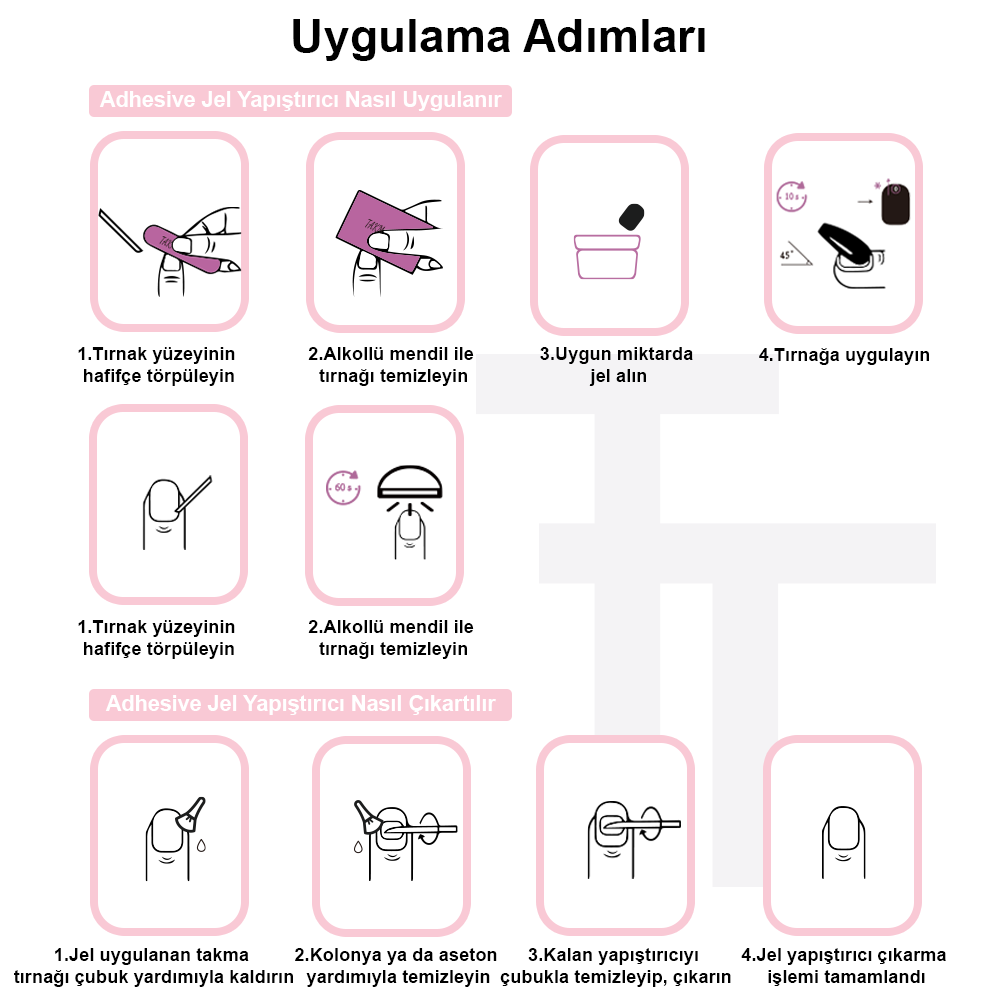 Tekrar Kullanılabilir El Yapımı Protez Takma Tırnak HuzurTınısı - 10'lu TT0608