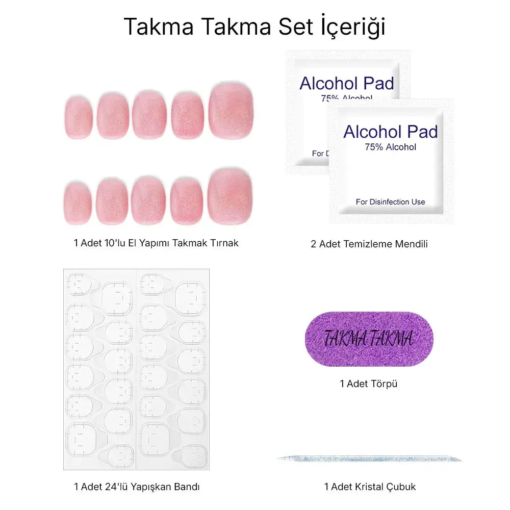 TT0935 - 0935 Suadela İknası - 10'lu Tekrar Kullanılabilir El Yapımı Protez Takma Tırnak Takma Takma