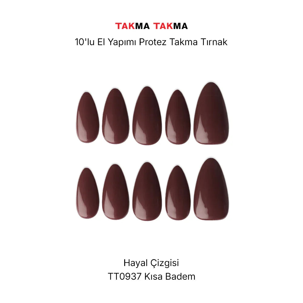 Tekrar Kullanılabilir El Yapımı Protez Takma Tırnak TT0937 10'lu