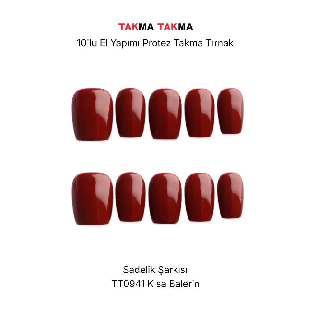 Tekrar Kullanılabilir El Yapımı Protez Takma Tırnak TT0941 - Sadelik Şarkısı - 10'lu