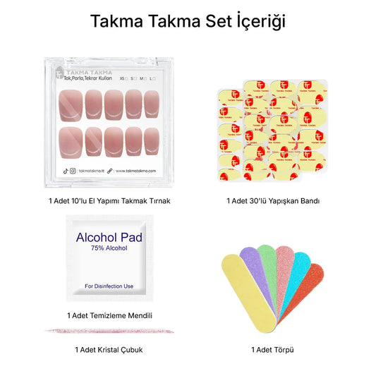 10'lu Ten Rengi Kısa Balerin TT0943 Tekrar Kullanılabilir El Yapımı Protez Takma Tırnak