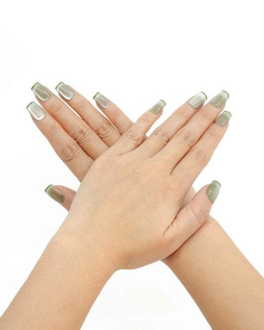 10'lu Yeşil Kısa Balerin Tekrar Kullanılabilir El Yapımı Protez Takma Tırnak