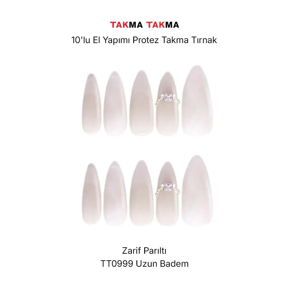 TT0999 - 0999 Diamonid Senfoni - 10'lu Tekrar Kullanılabilir El Yapımı Protez Takma Tırnak Takma Takma