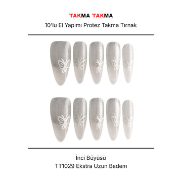 Tekrar Kullanılabilir El Yapımı Protez Takma Tırnak TT1029 - Forsterit Vals - 10'lu