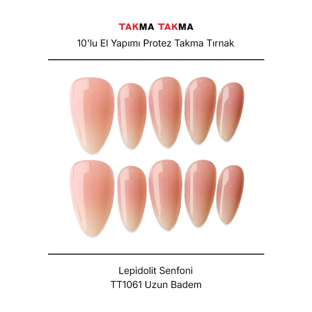 Tekrar Kullanılabilir El Yapımı Protez Takma Tırnak TT1061 10'lu