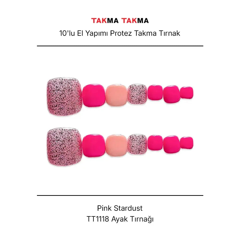 10'lu Pembe Ayak Tırnağı TT1118 Tekrar Kullanılabilir El Yapımı Protez Takma Tırnak Takma Takma