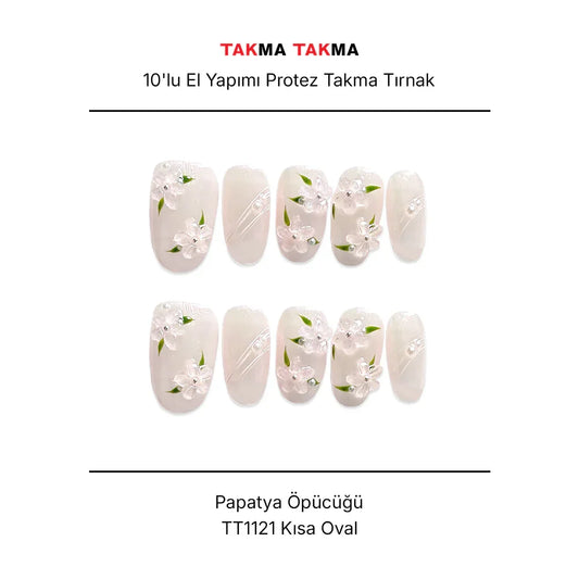 10'lu Ten Rengi Kısa Oval TT1121 Tekrar Kullanılabilir El Yapımı Protez Takma Tırnak