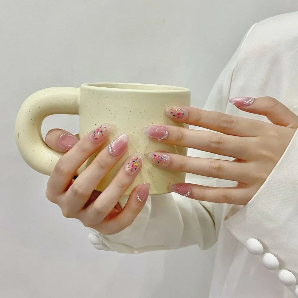 Tekrar Kullanılabilir El Yapımı Protez Takma Tırnak TT1133 - Floral Whisper - 10'lu