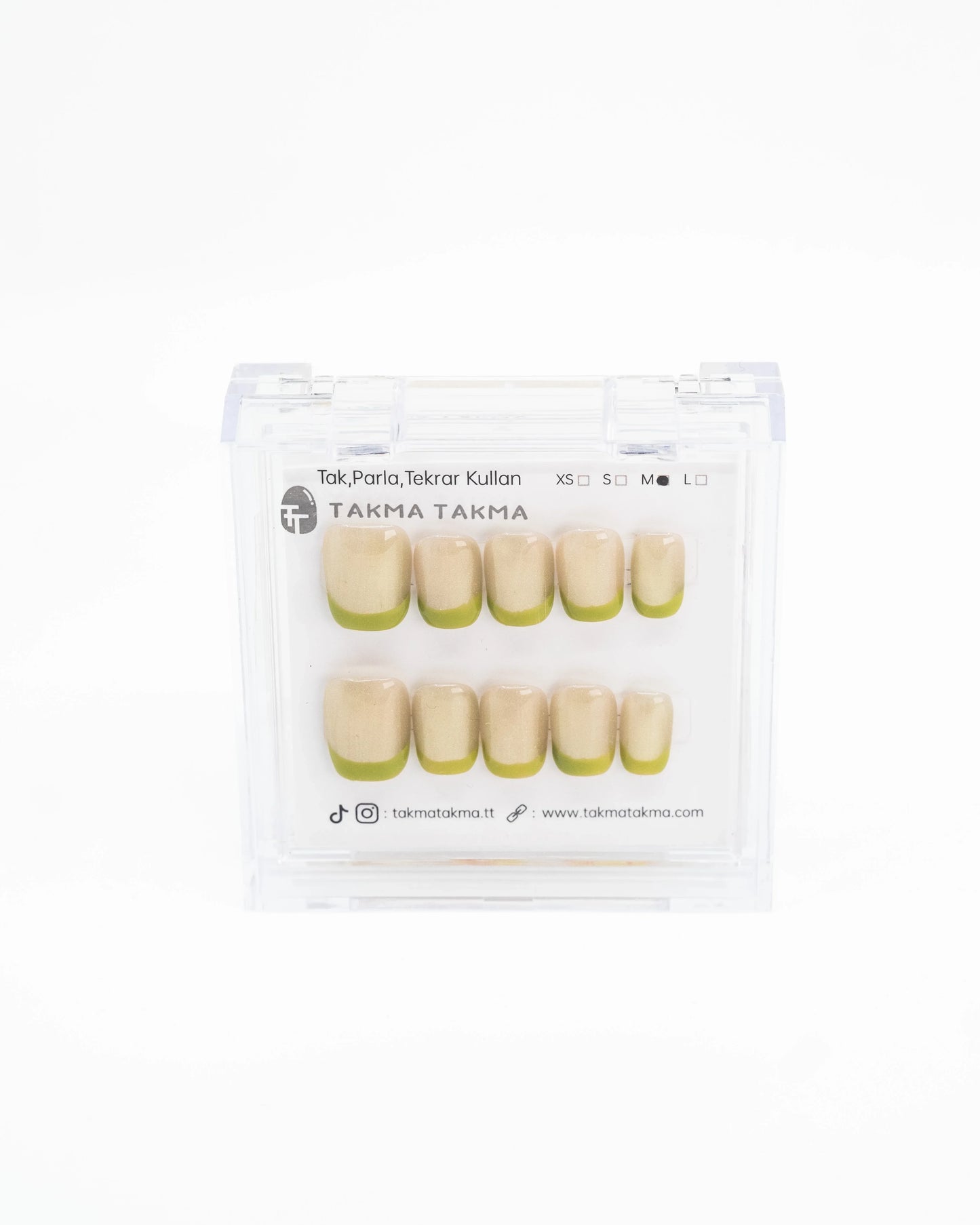 Tekrar Kullanılabilir El Yapımı Protez Takma Tırnak TT1212 - Limon Kabuğu - 10'lu