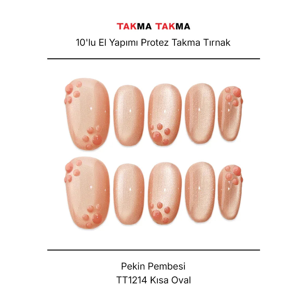 Tekrar Kullanılabilir El Yapımı Protez Takma Tırnak TT1214 - Pekin Pembesi - 10'lu