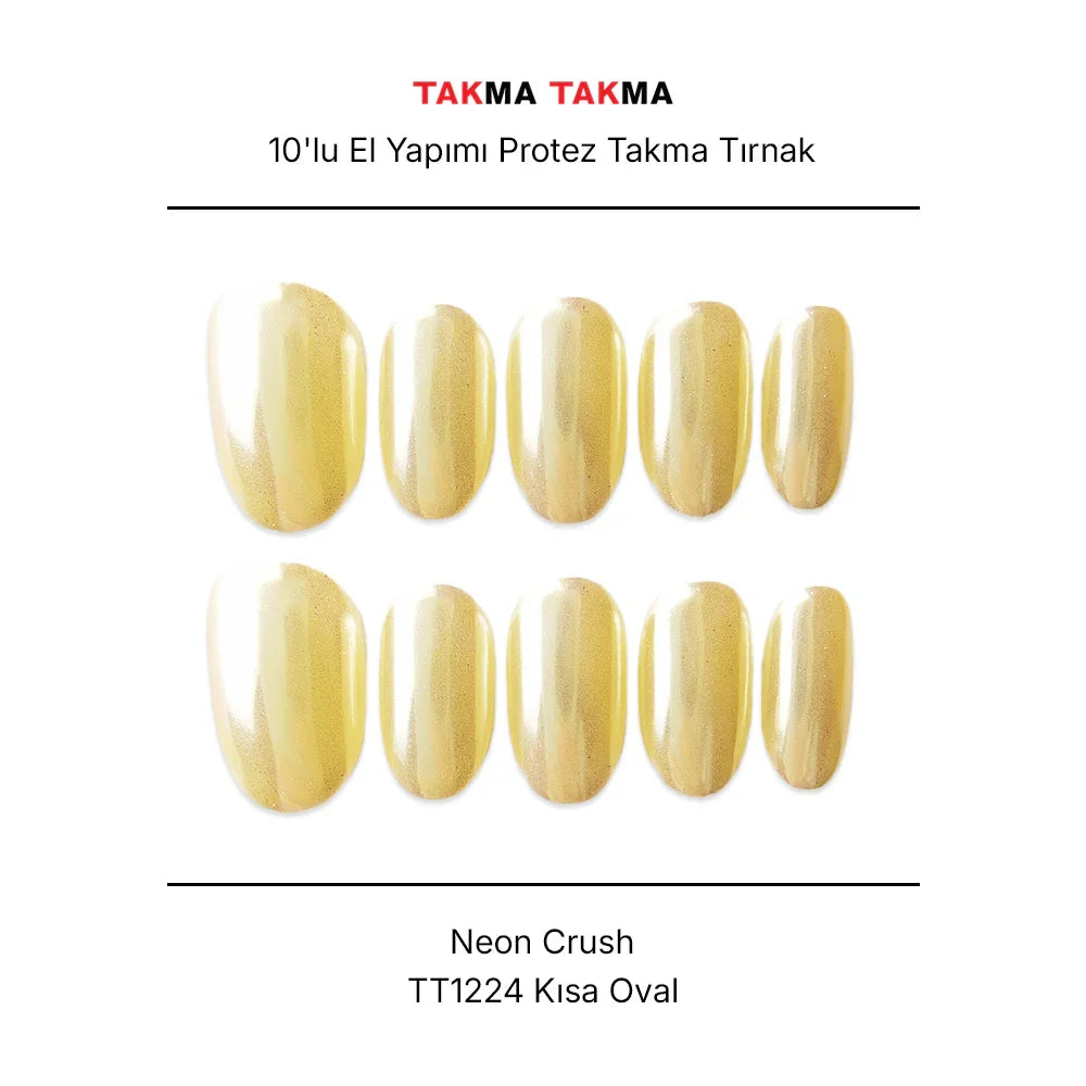 10'lu Beyaz Kısa Oval TT1224 Tekrar Kullanılabilir El Yapımı Protez Takma Tırnak