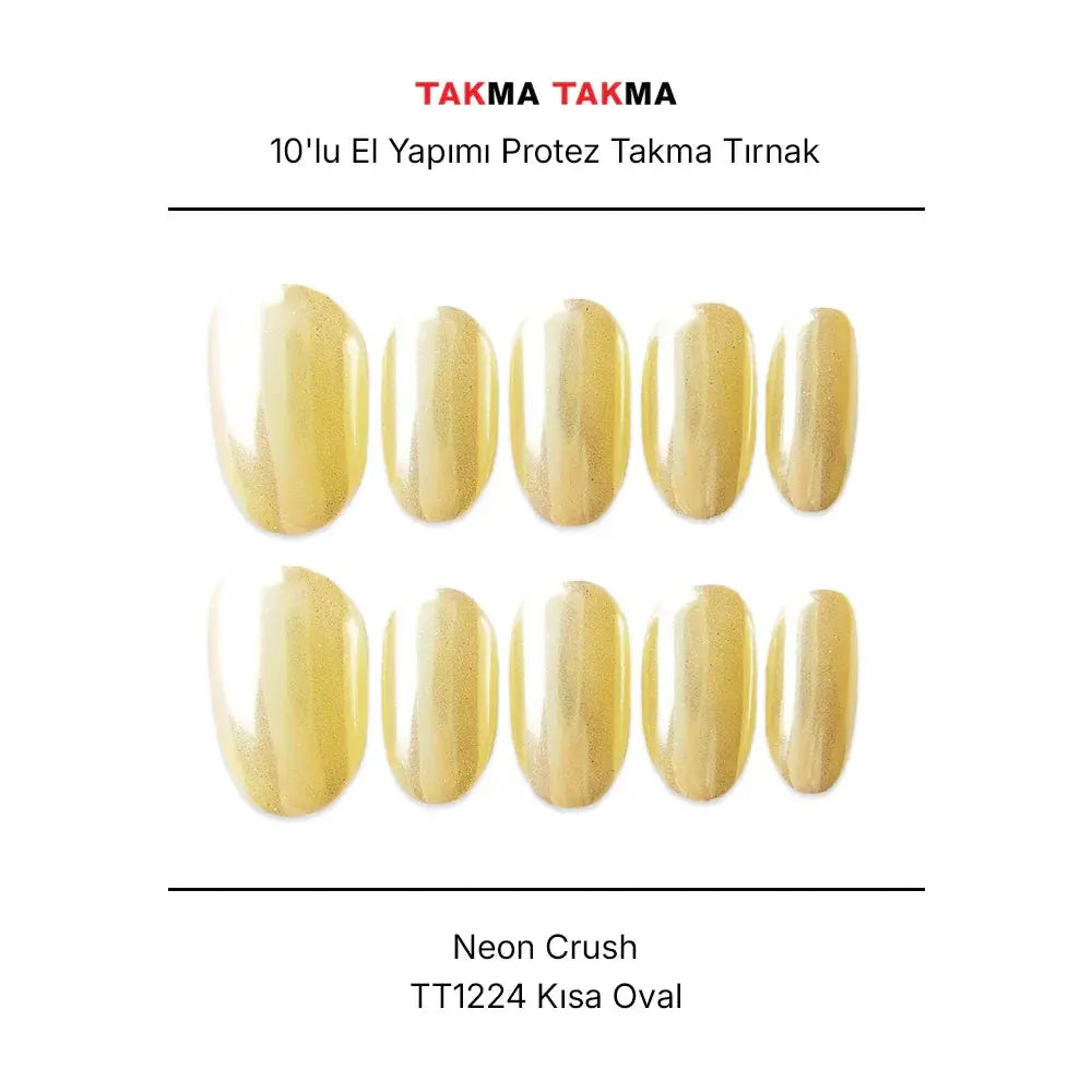 10'lu Beyaz Kısa Oval TT1224 Tekrar Kullanılabilir El Yapımı Protez Takma Tırnak Takma Takma