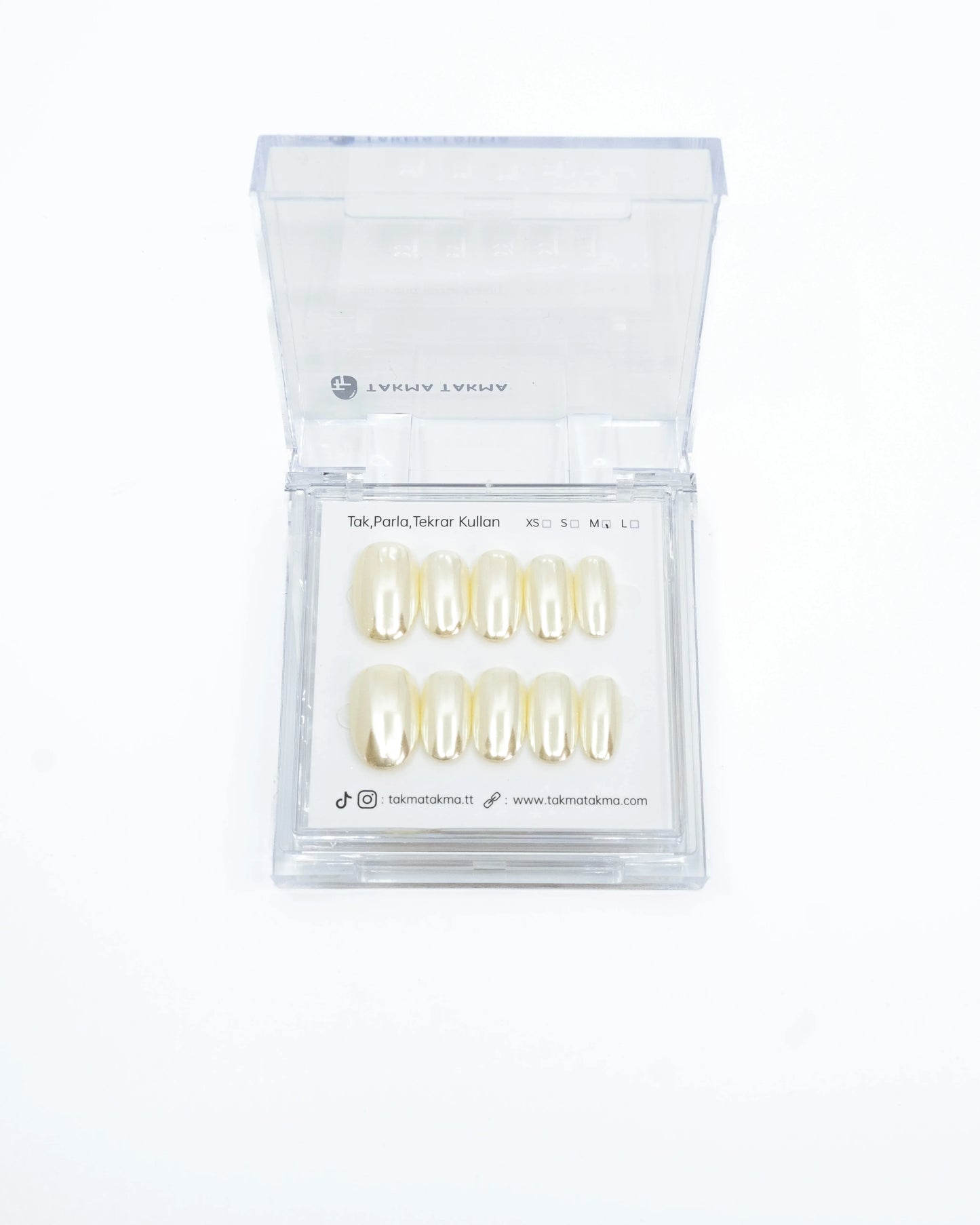 10'lu Beyaz Kısa Oval TT1224 Tekrar Kullanılabilir El Yapımı Protez Takma Tırnak