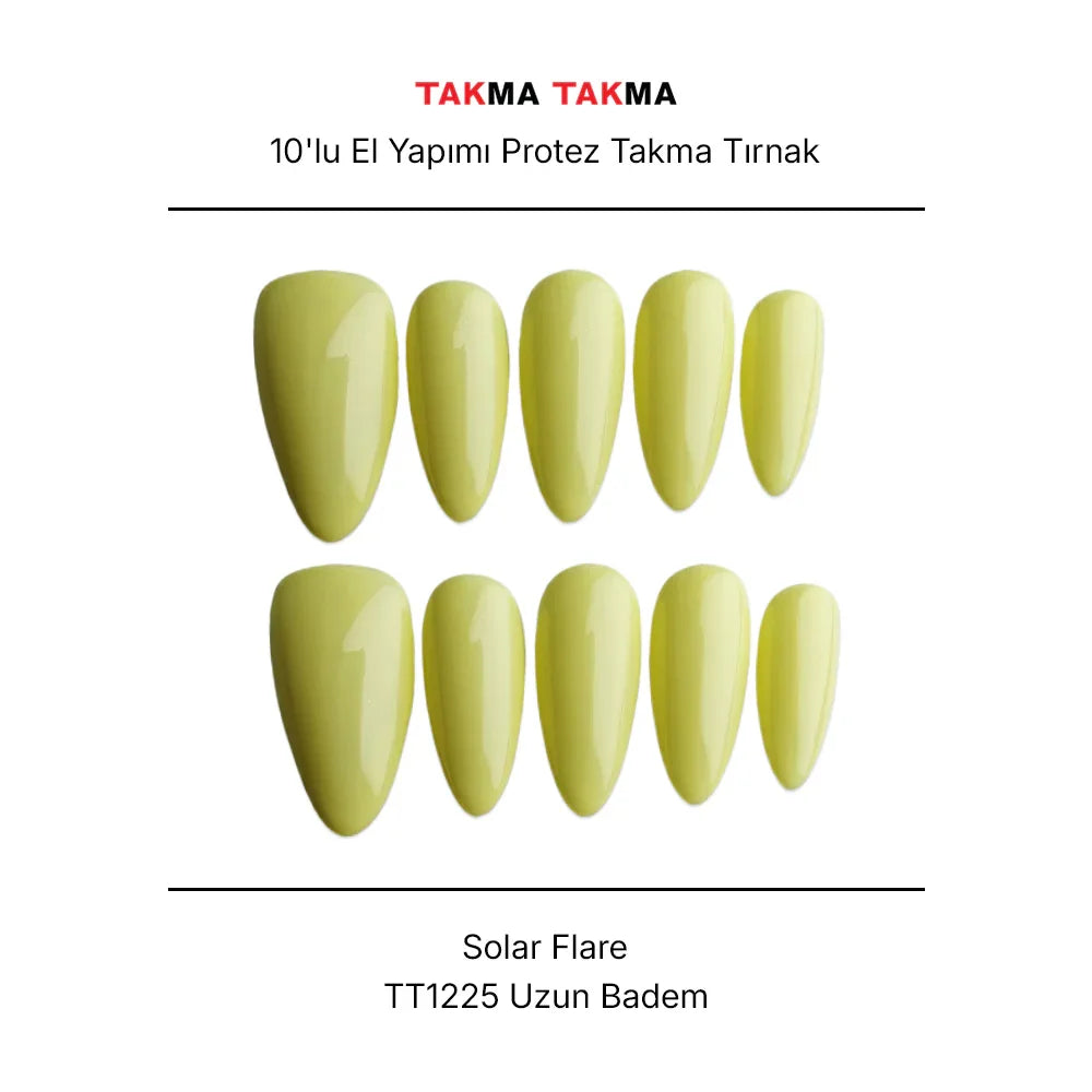 Tekrar Kullanılabilir El Yapımı Protez Takma Tırnak TT1225 - Solar Flare - 10'lu