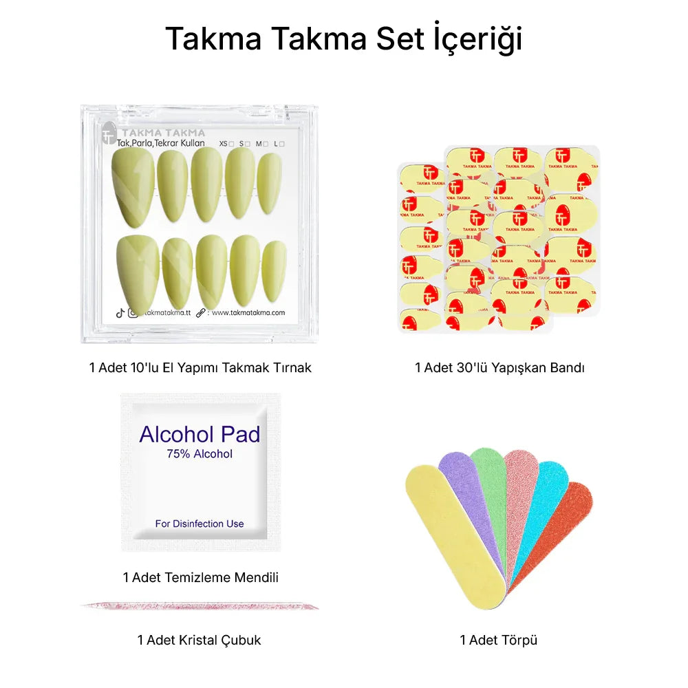 Tekrar Kullanılabilir El Yapımı Protez Takma Tırnak TT1225 - Solar Flare - 10'lu