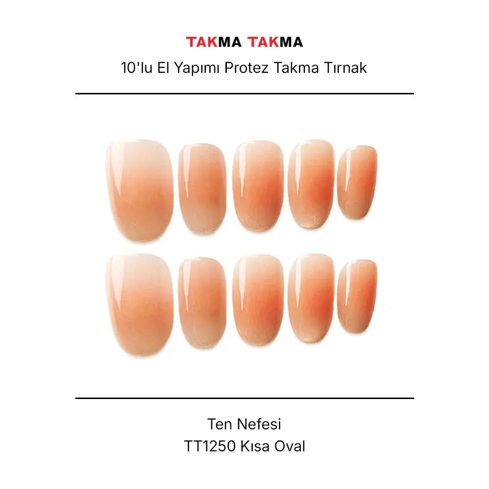 Tekrar Kullanılabilir El Yapımı Protez Takma Tırnak TT1250 - Ten Nefesi - 10'lu Takma Takma