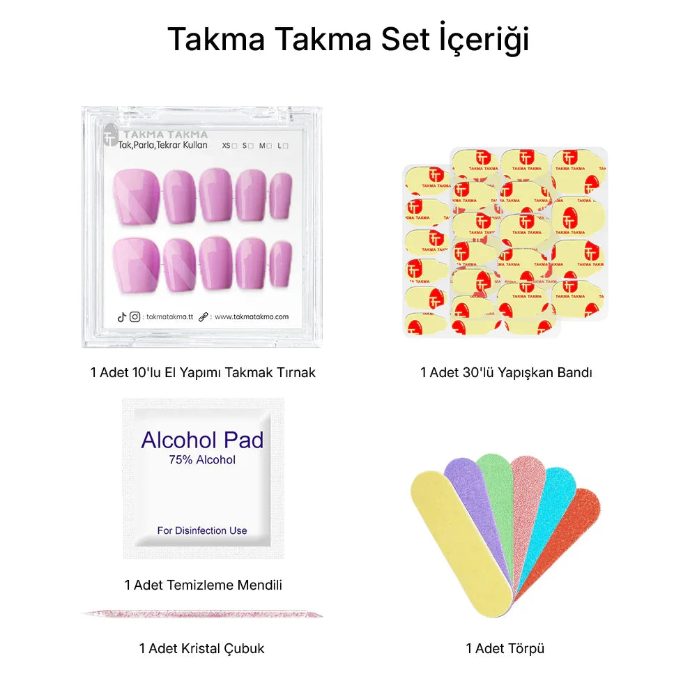 Tekrar Kullanılabilir El Yapımı Protez Takma Tırnak TT1264 - Blue Breeze - 10'lu