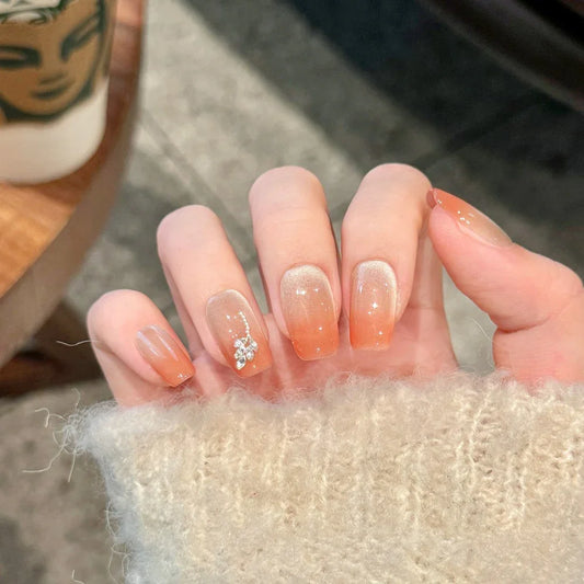 10'lu Ten Rengi Orta Kare TT1330 Tekrar Kullanılabilir El Yapımı Protez Takma Tırnak