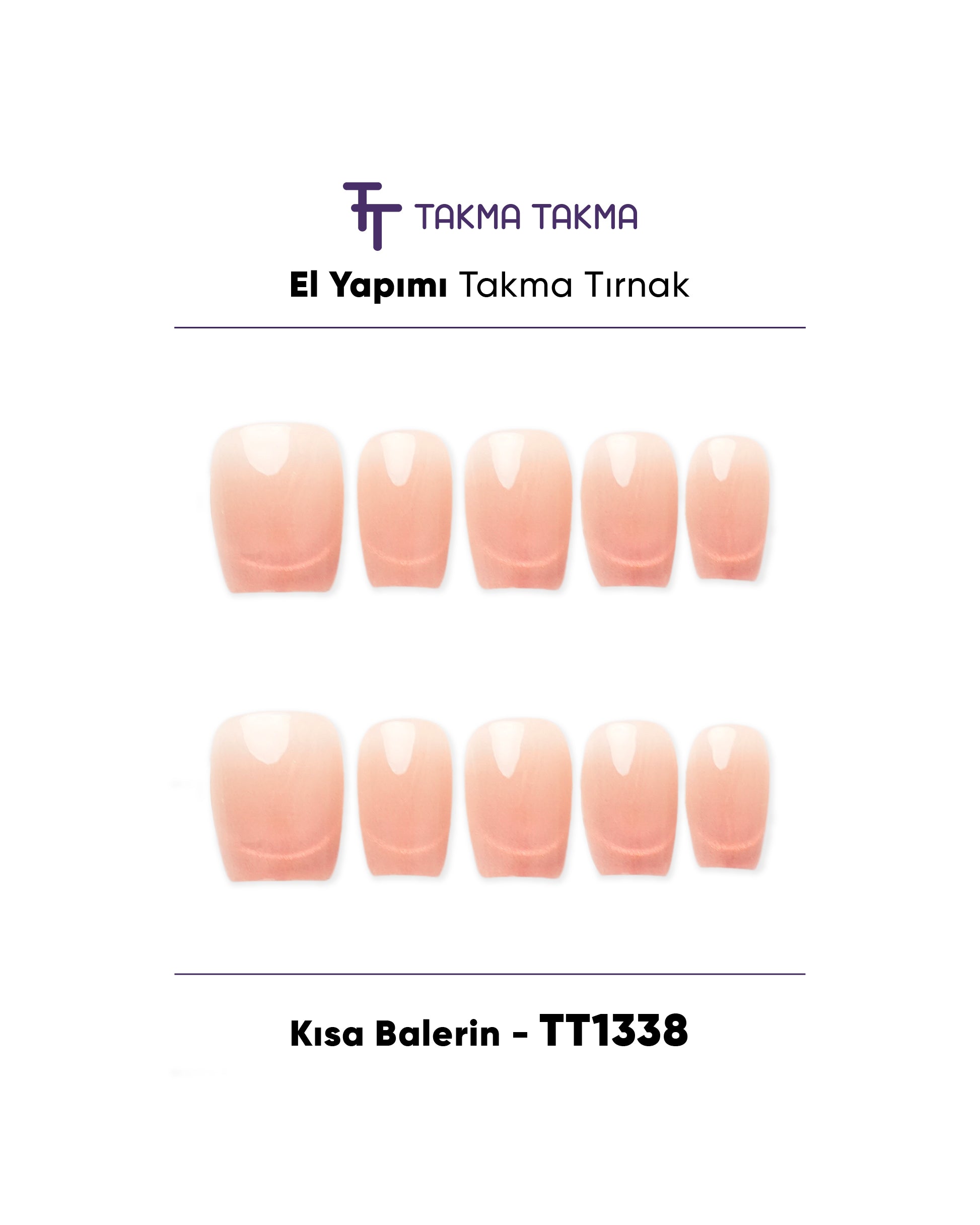 10'lu Ten Rengi TT1338 Tekrar Kullanılabilir El Yapımı Protez Takma Tırnak Takma Takma
