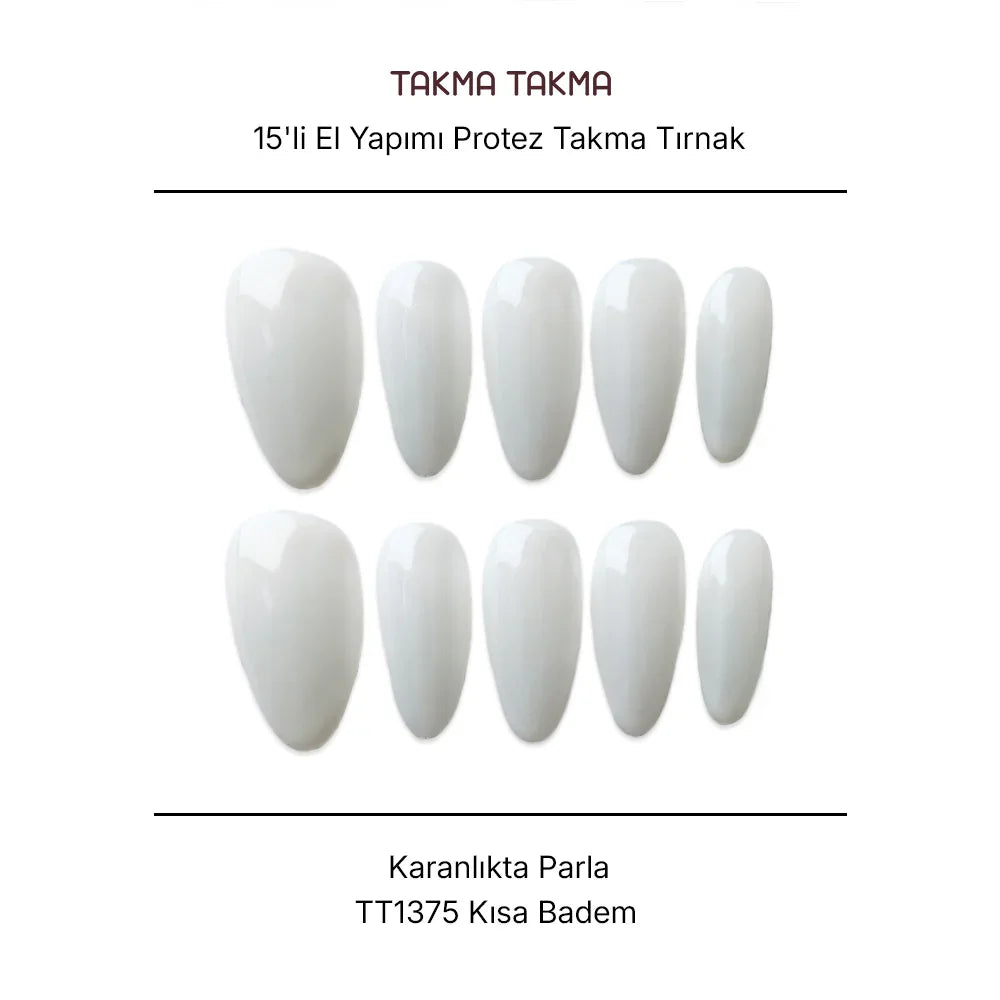 Tekrar Kullanılabilir El Yapımı Protez Takma Tırnak TT1375 - Karanlıkta Parla 15'li