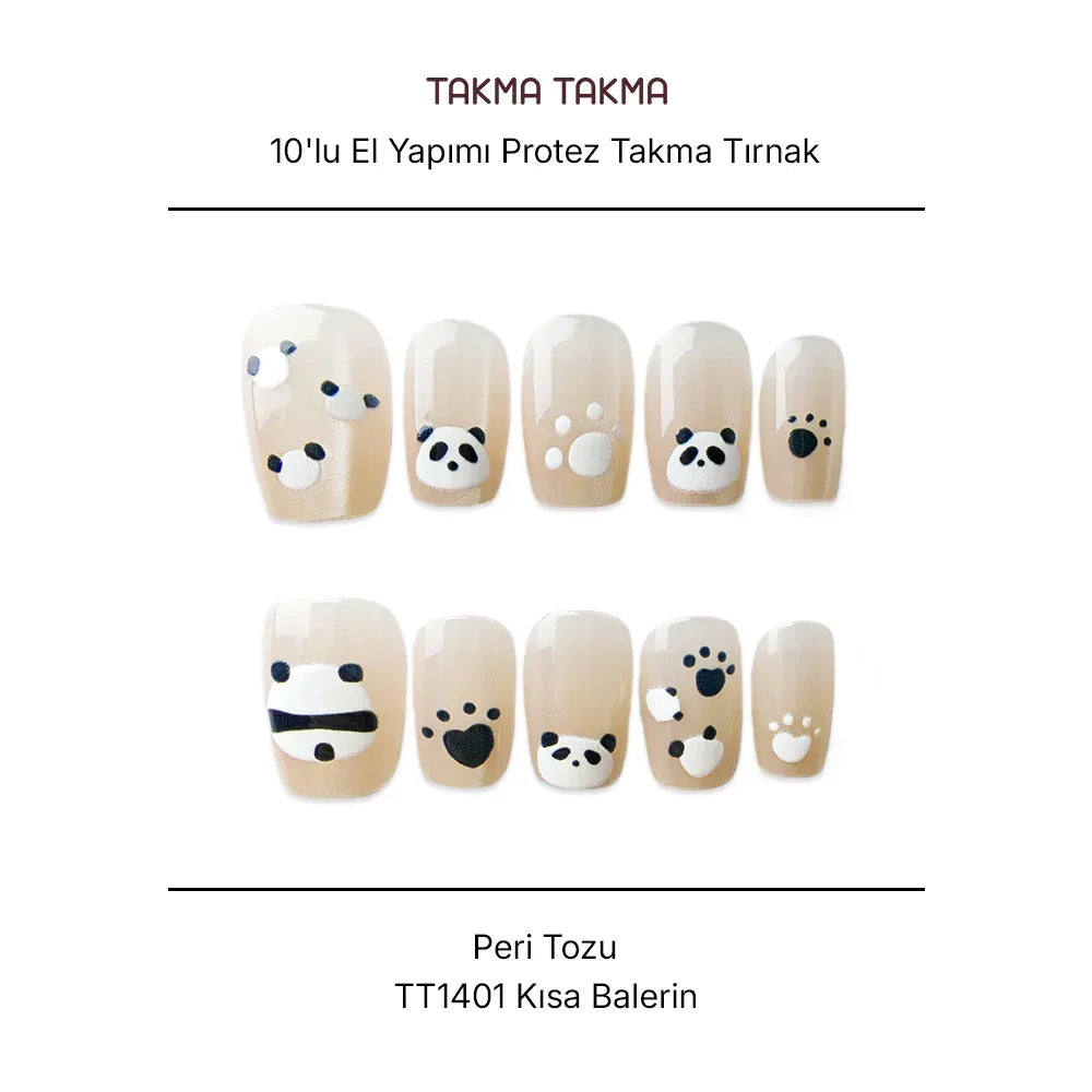 10'lu Ten Rengi Kısa Balerin  TT1401 Tekrar Kullanılabilir El Yapımı Protez Takma Tırnak