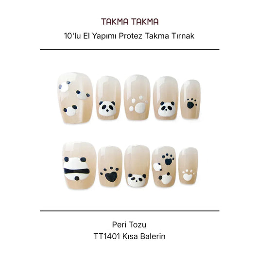 10'lu Ten Rengi Kısa Balerin  TT1401 Tekrar Kullanılabilir El Yapımı Protez Takma Tırnak