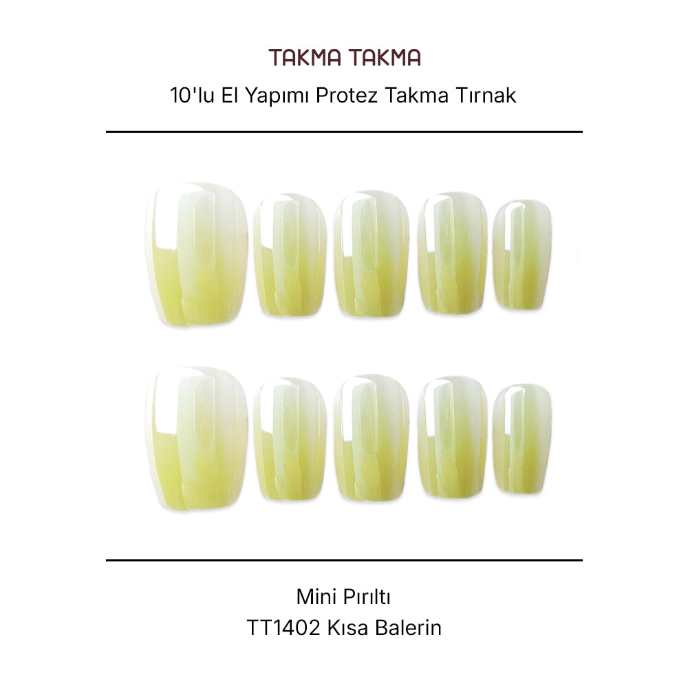 Tekrar Kullanılabilir El Yapımı Protez Takma Tırnak TT1402 Mini Pırıltı 10'lu