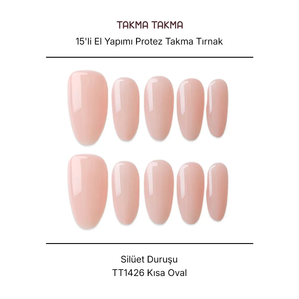 Tekrar Kullanılabilir El Yapımı Protez Takma Tırnak TT1426 - Silüet Duruşu 15'li