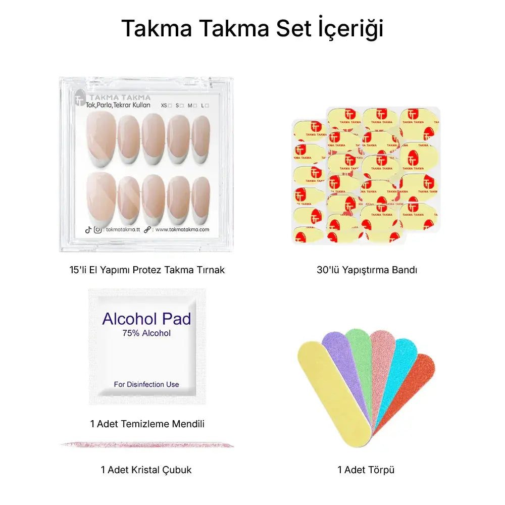 10'lu Ten Rengi Uzun Oval TT1446 Tekrar Kullanılabilir El Yapımı Protez Takma Tırnak Takma Takma