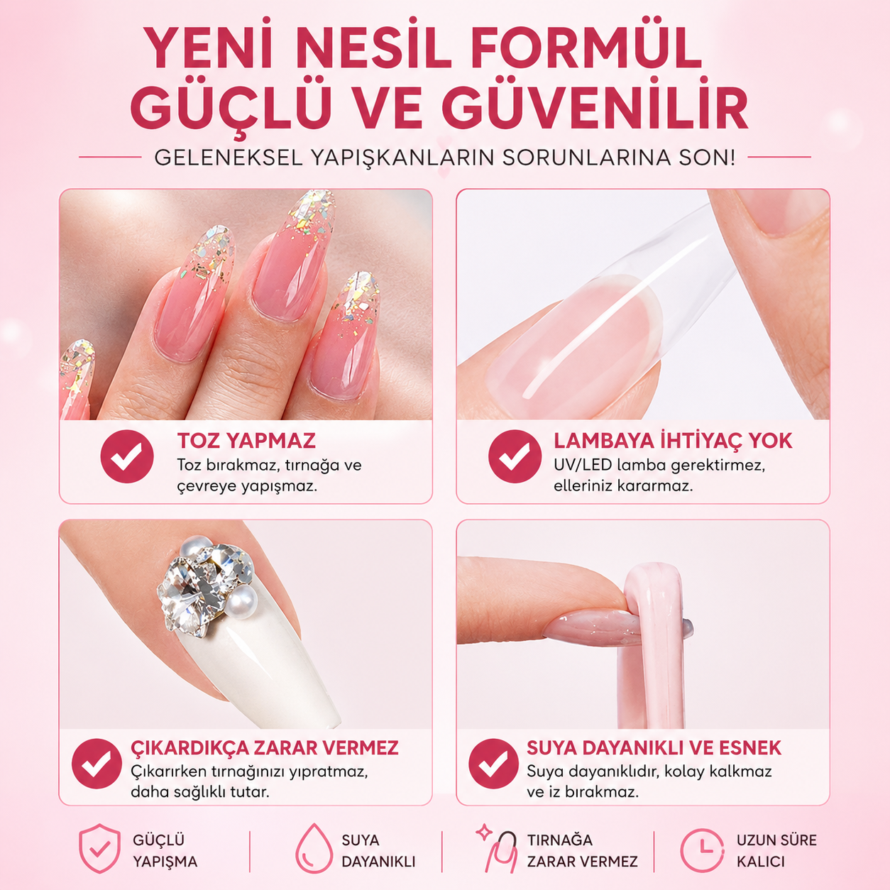TTY UV Gerektirmeyen Jel Takma Tırnak Yapıştırıcısı Extra Güçlü & Hızlı Sabitleme
