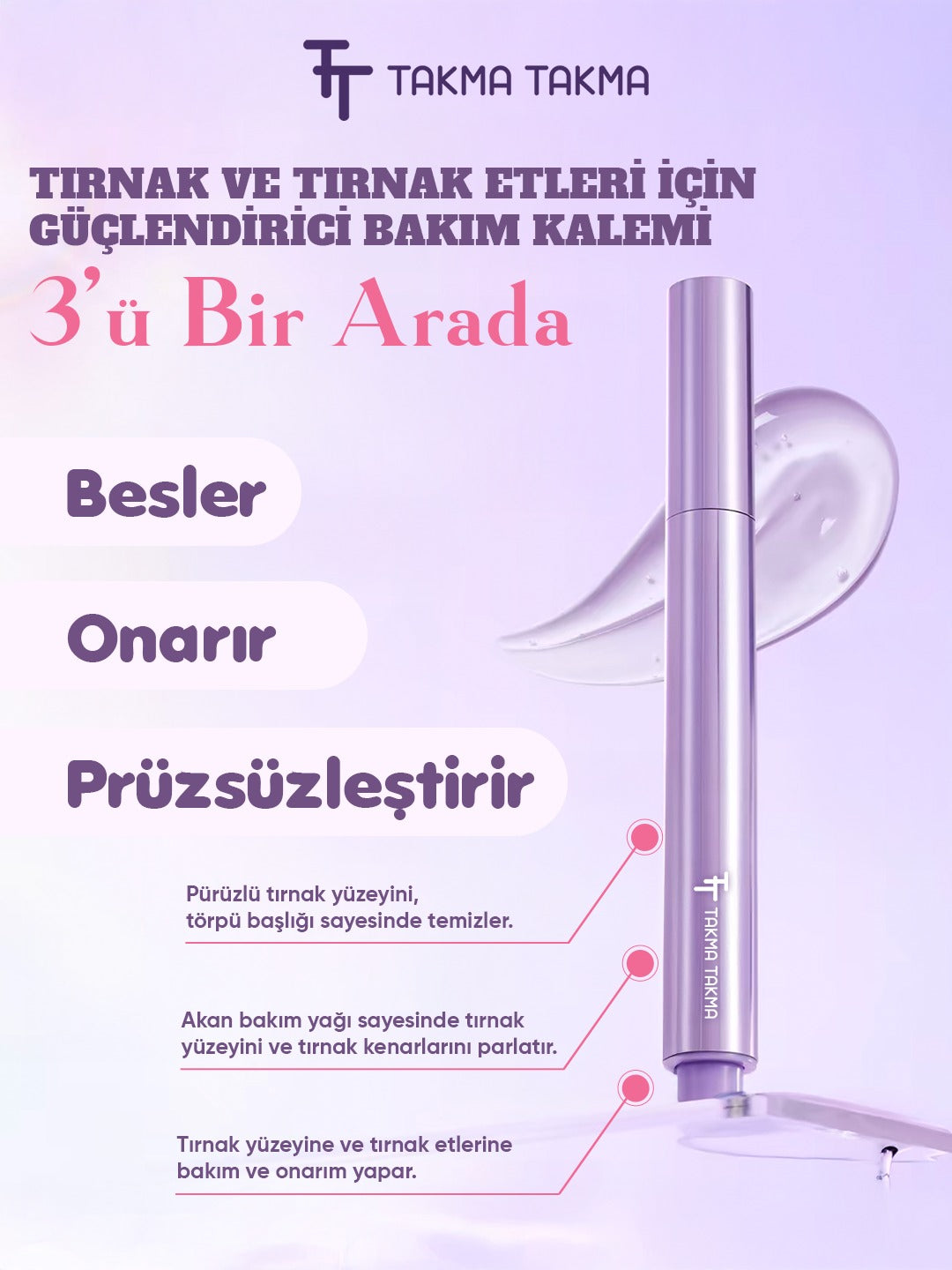 Tırnak Bakım Yağı Kalemi –3’ü 1 Arada Tırnak Törpüsü, Besleyici Yağ ve Güçlendirici Bakım TTYAG01 Takma Takma