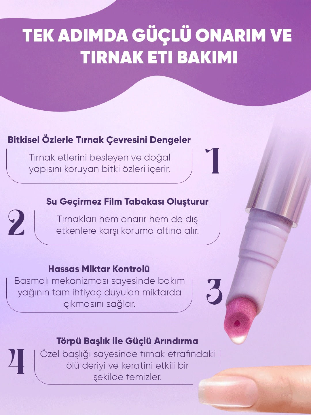 Tırnak Bakım Yağı Kalemi –3’ü 1 Arada Tırnak Törpüsü, Besleyici Yağ ve Güçlendirici Bakım TTYAG01 Takma Takma